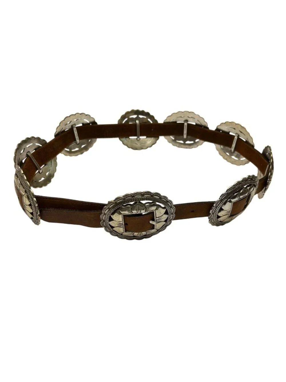 Brighton VTG 1993 Sunflower Silver & Leather Concho Belt 34